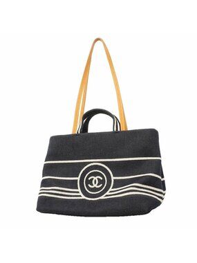 Chanel Tote Denim Navy Silver 2-Way